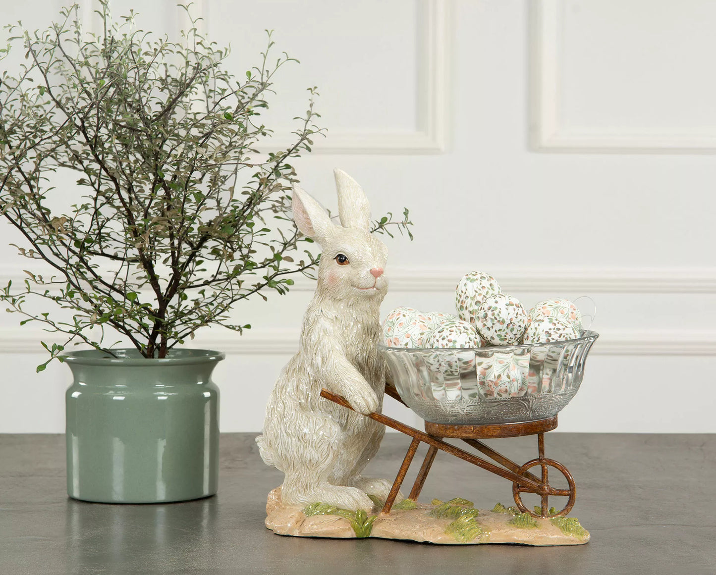 Påskepynt Hare med skål 30 cm