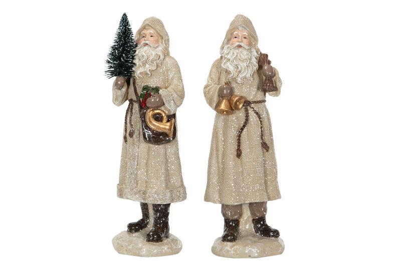 Innendørs julepynt Julenisse / Jute Glitter Poly Mix 10,5x9,5x34cm 2-pack