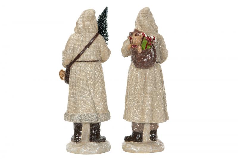 Innendørs julepynt Julenisse / Jute Glitter Poly Mix 10,5x9,5x34cm 2-pack
