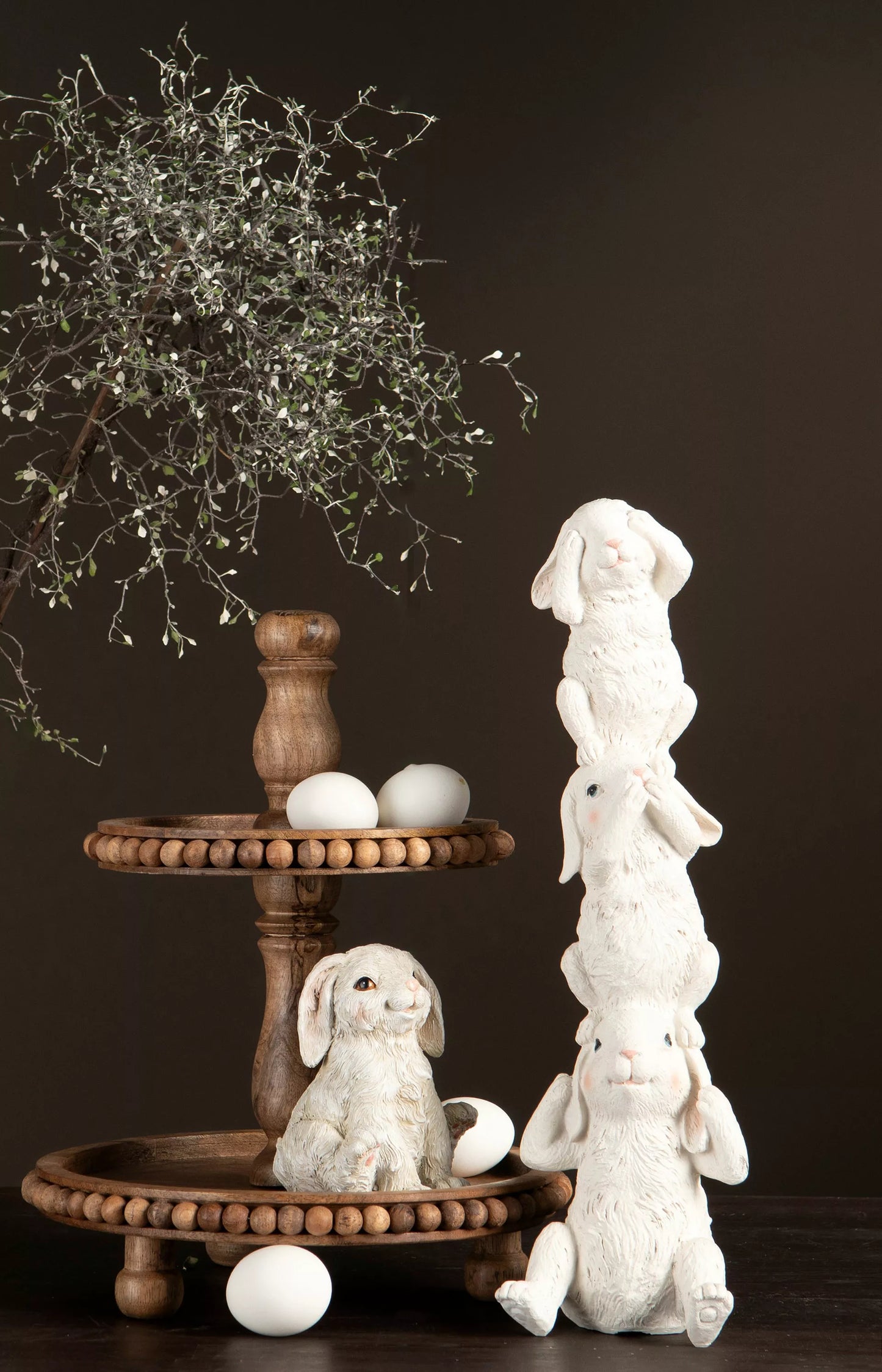 Påskepynt Kaniner Hvit Mix Poly 3-pakning