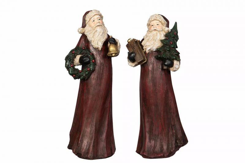 Innendørs julepynt Julepynt Julenisse 2-pack Rød polyresin Mix 37cm