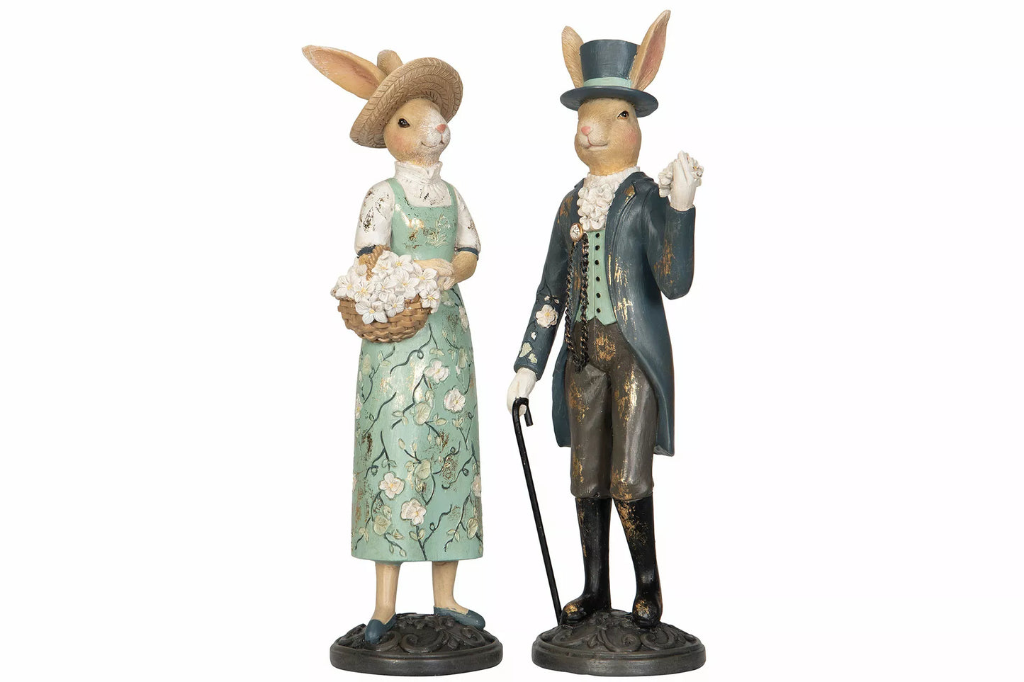 Påskdekoration Hare Mr & Mrs Mix Polyresin 9,5x7x26cm 2-pack 0