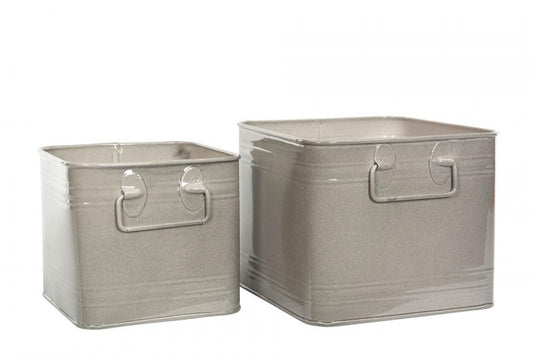 Blomsterpotte Blomsterkrukke Emalje sand 20x17cm 2-pack