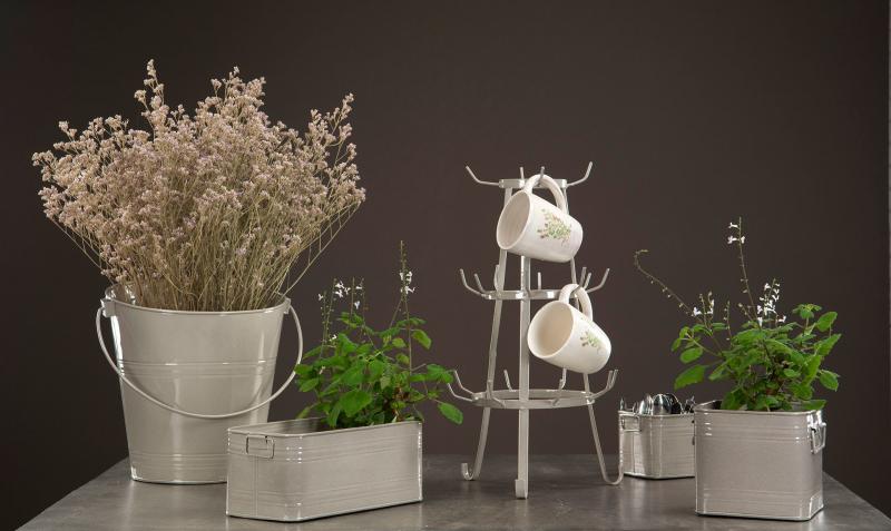 Blomsterpotte/krukke Emalje sand 20x17cm 2-pack