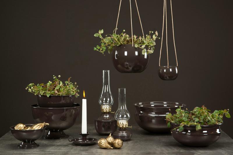 Lyslykt for Telys Emalje Choco Juno Ø13x34cm