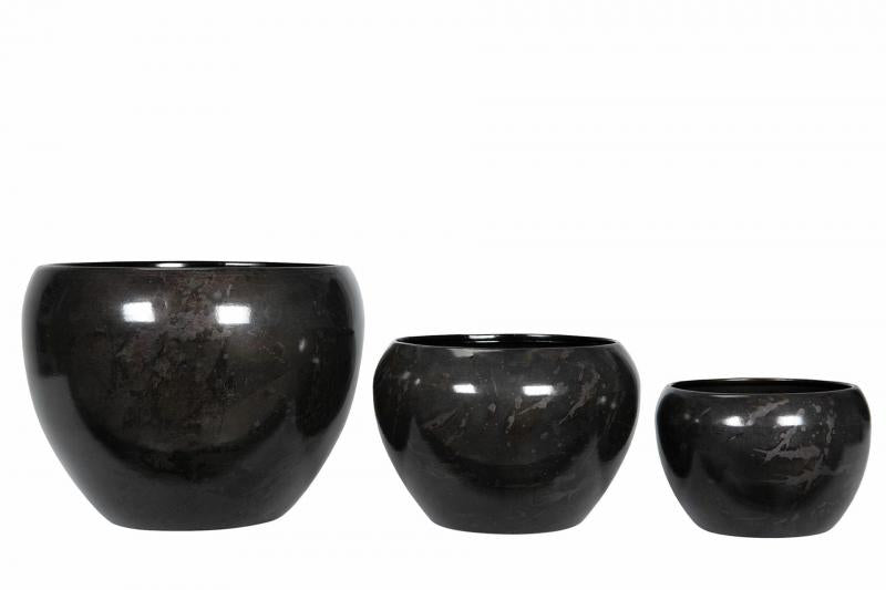 Blomsterpotte Blomsterkrukke Nomi Grå Onyx Ø24x19cm 3-pack
