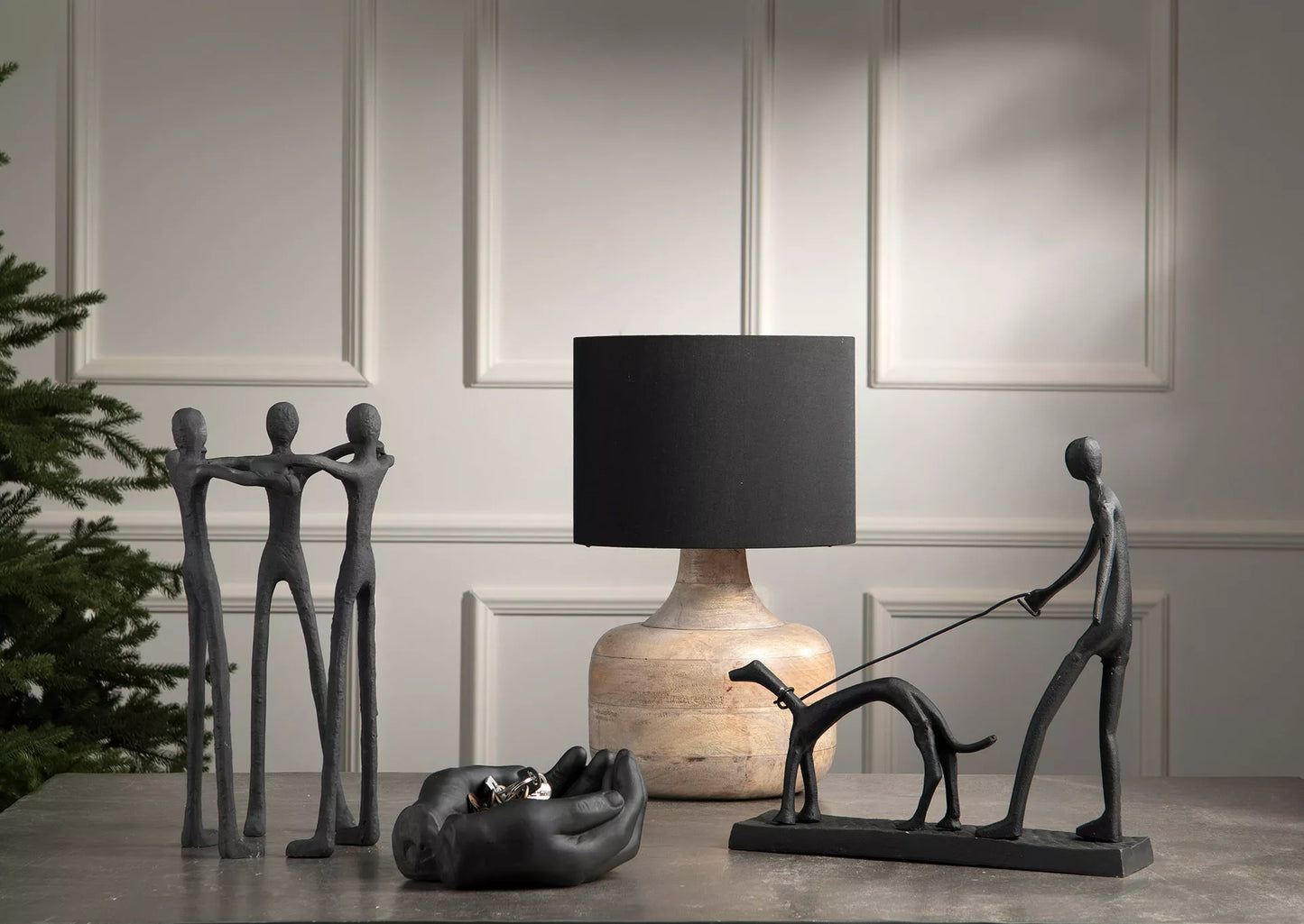 Bordlampe Lampefot Form Antikk Tre Ø26x22cm