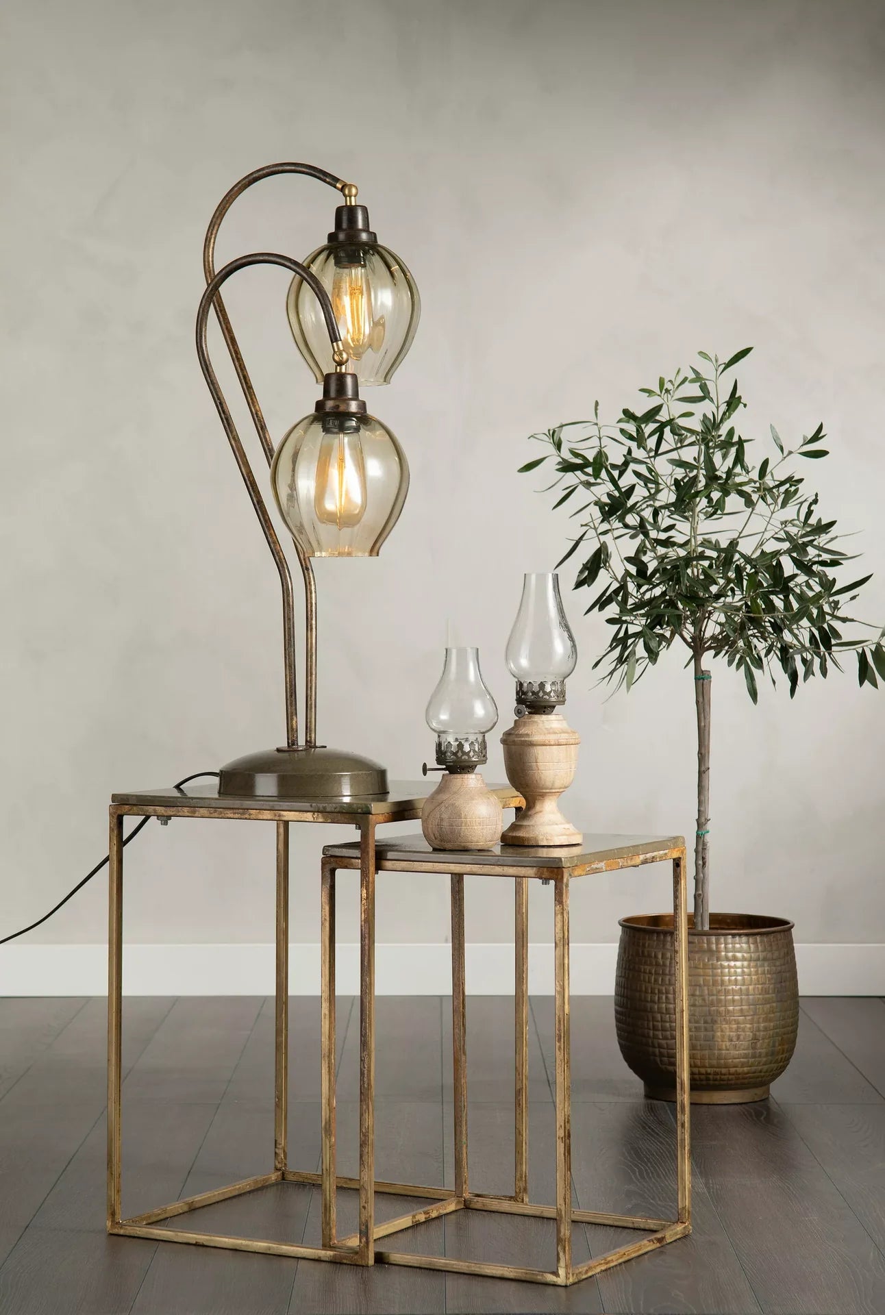 Lyslykt for Telys Lea Tre Antikk Oliven SALG