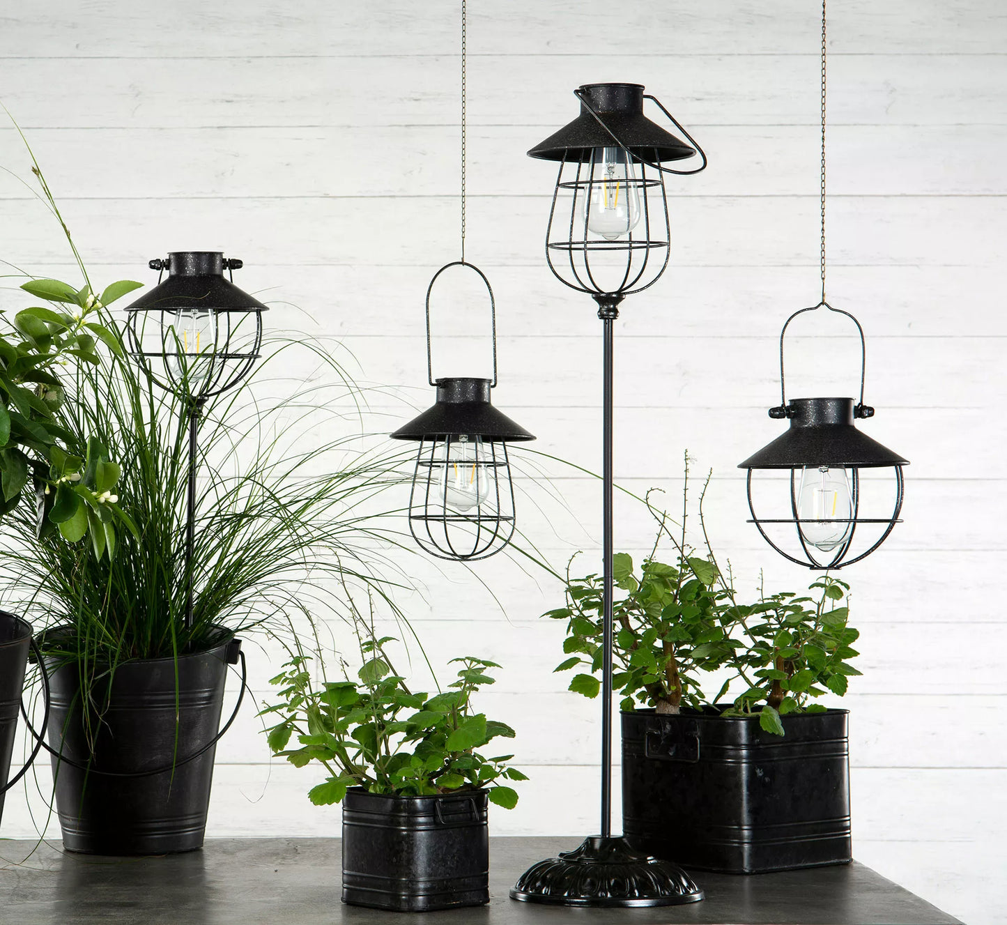Hagebelysning Taklampe Solcelle Led Hengende Sort Antall 17x22cm