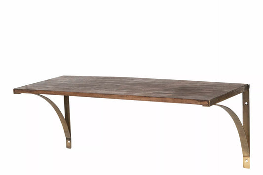 Vegghylle DIV. konsoll Antikk messing/tre 60,5x20x22,5cm