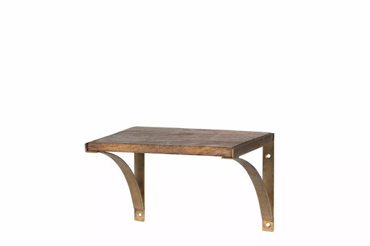 Vegghylle DIV. konsoll Antikk messing/tre 25x14,5x16cm