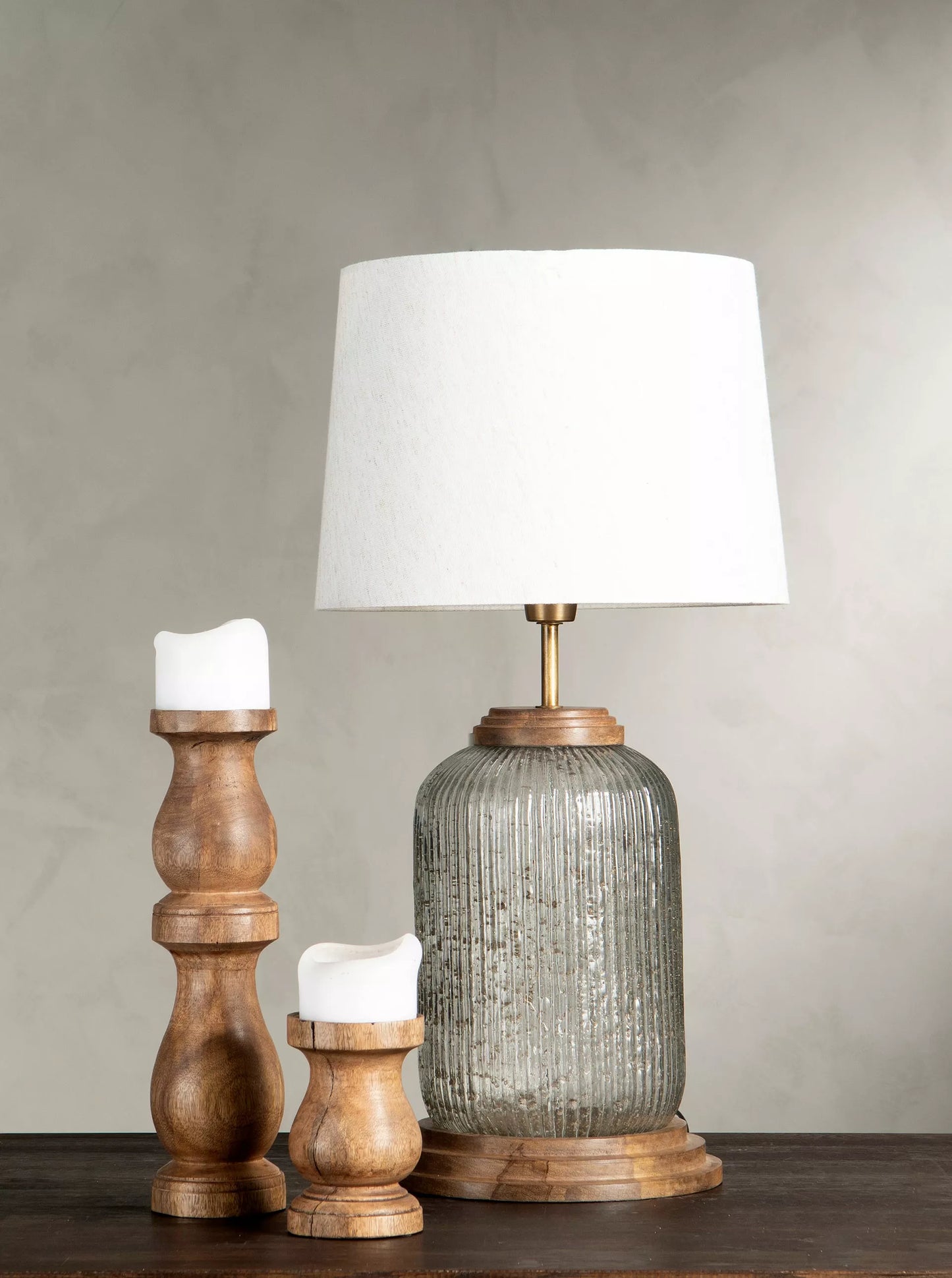 Bordlampe Lampefot Hava Glass/Tre Ø25x48cm