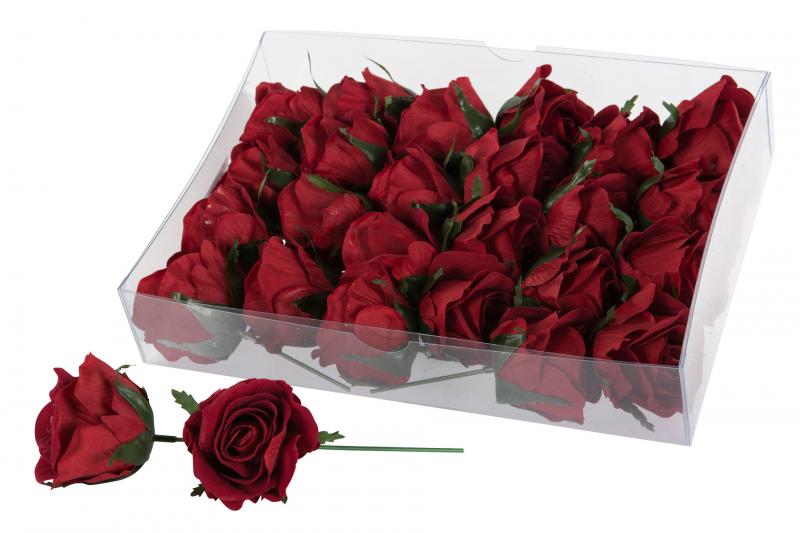 Pynt Tøyrose Vannfast Mørk Rød 6cm 2-pack