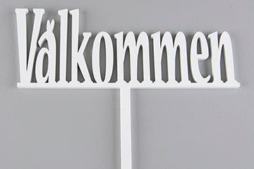 Pynt Velkommen stick - hvit SALG