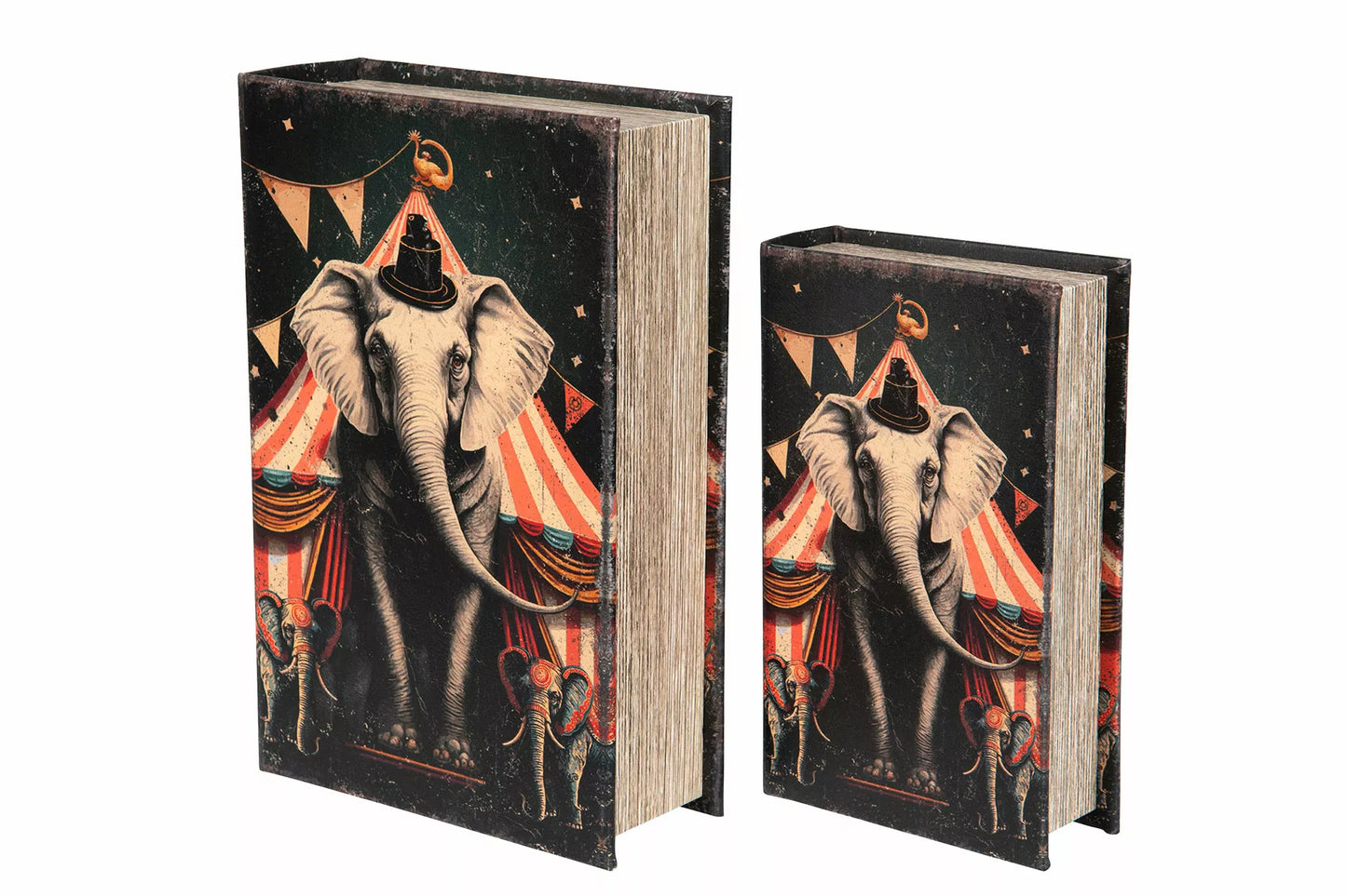 Dekorasjon Bokeske Sirkus elefant 18x7x27cm 2-pack