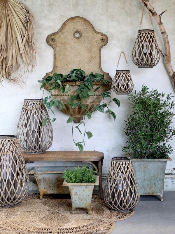 Lyslykt i kurv H60 / Ø40 cm naturlig 1 stk