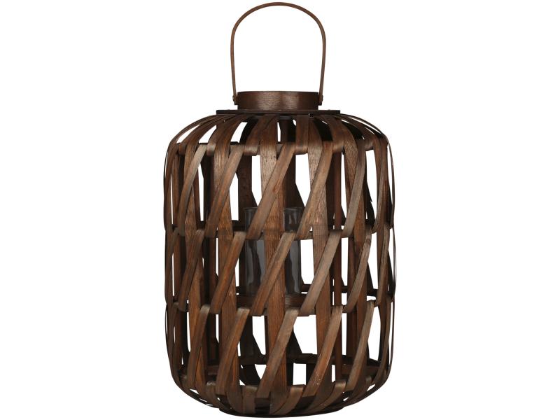 Lyslykt i kurv H51 / Ø36 cm semsket skinn 1 stk