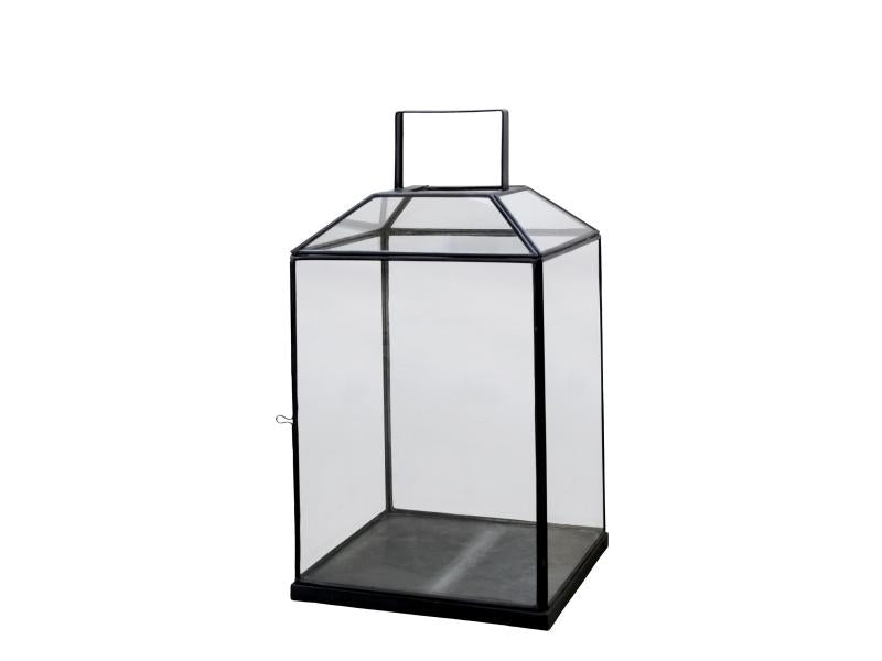 Lyslykt antikk sort medium H60/L32/B32 cm