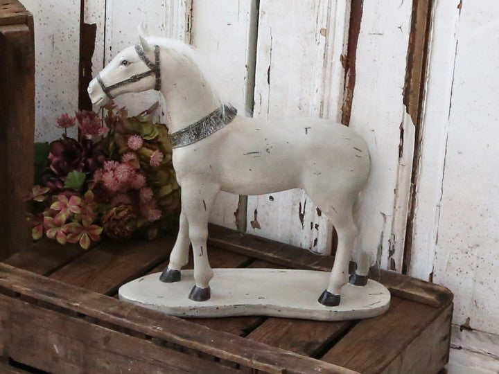 Dekorasjon Dyr Hest H39 / L39 / W11,5 cm antikk krem