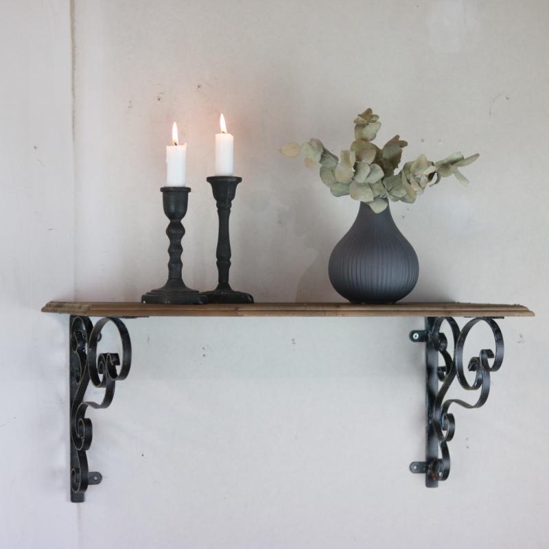 Vegghylle hyllebeslag H25 / L60 / W20 cm antikk naturlig