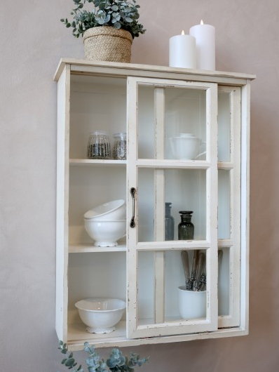 Veggskap DIV. skyvedører H70 / L52 / W20 cm antikk krem