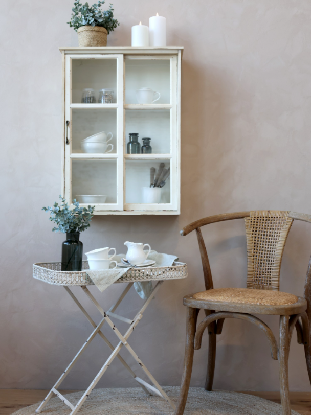 Veggskap DIV. skyvedører H70 / L52 / W20 cm antikk krem