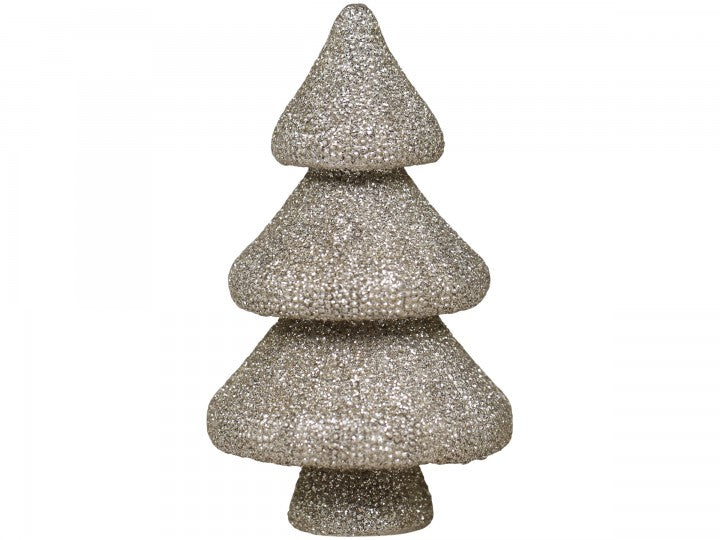 Innendørs julepynt Juletre glitter 9,5 cm champagne