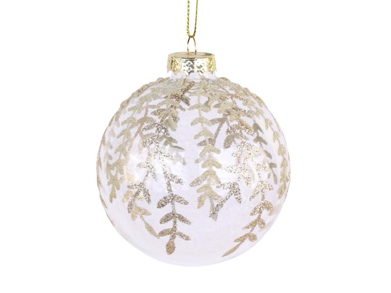 Juletrepynt Julekule glitter Glass Ø8 cm klar 4-pack SALG