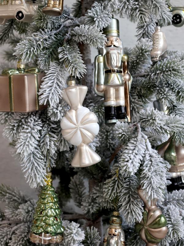 Juletrepynt Gave glitter til å henge Glass H8 / L6 / W6 cm antikk mocca 4-pack SALG
