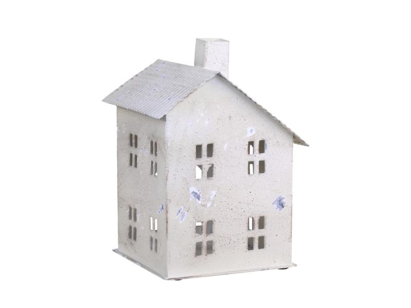 Lysestake Lyshus H17,5 / L12 / W12 cm antikk krem