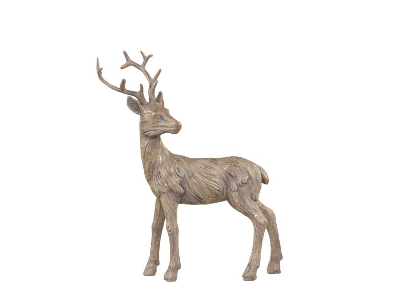 Innendørs julepynt Hjort gull H17/L13/B5 cm antikk natur 1 st
