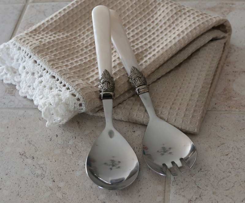 Bestikk Linas Salat sett - antikk perlehvit