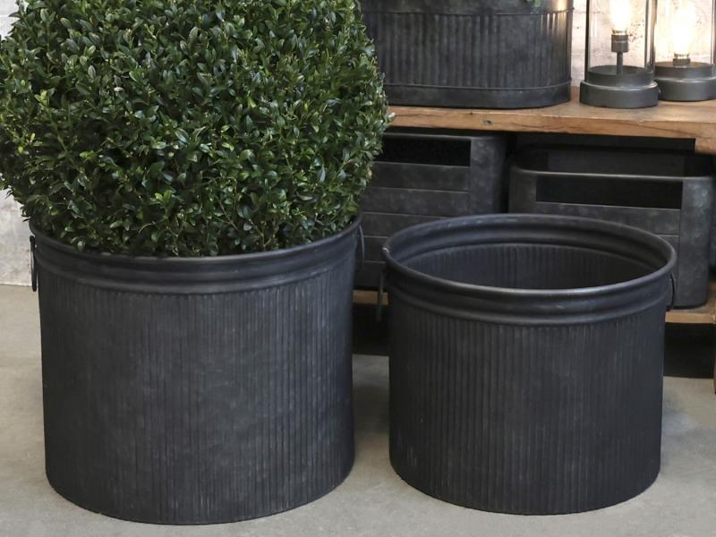 Blomsterpotte Blomsterkrukke Krukker riller 2-pack jern