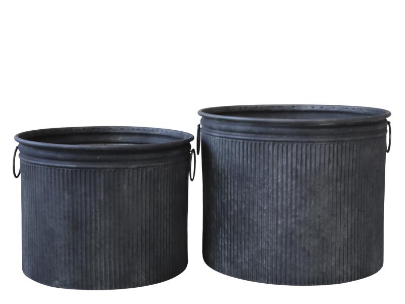 Blomsterpotte Blomsterkrukke Krukker riller 2-pack jern