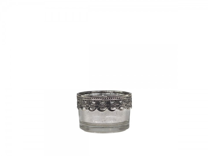 Lysestake Telysholder sølvpynt H3,5 / Ø5 cm antikk sølv