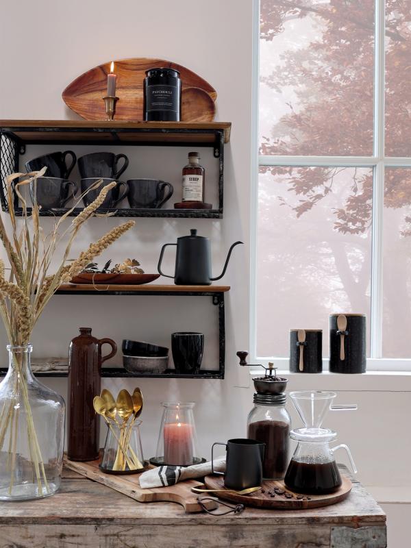 Lyslykt m. glas H14/Ø14 cm antique messing 1 st