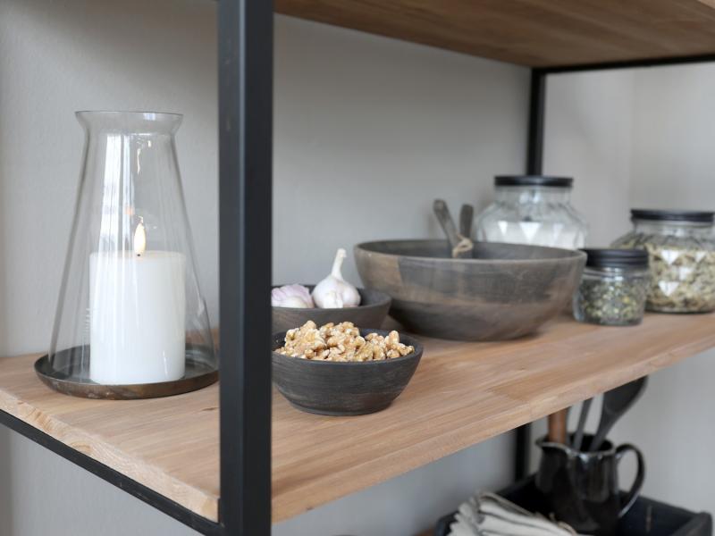 Lyslykt m. glas H22/Ø15 cm antique messing 1 st