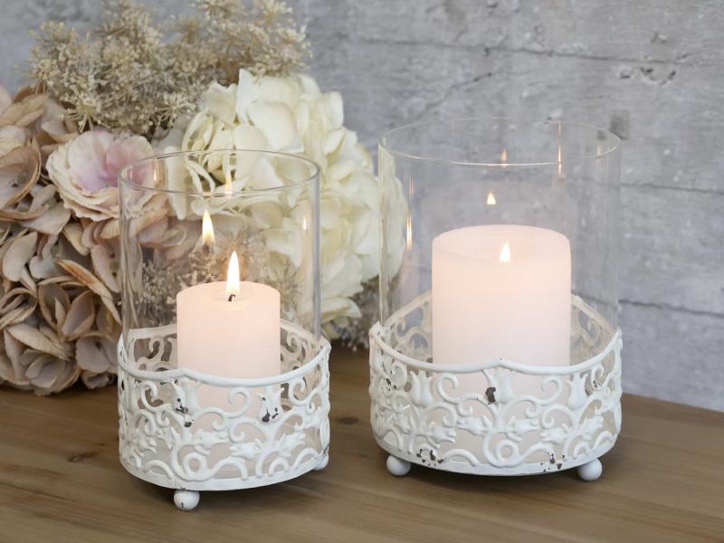 Lyslykt blondekant Liten H15 / Ø10 cm antikk krem 1 st