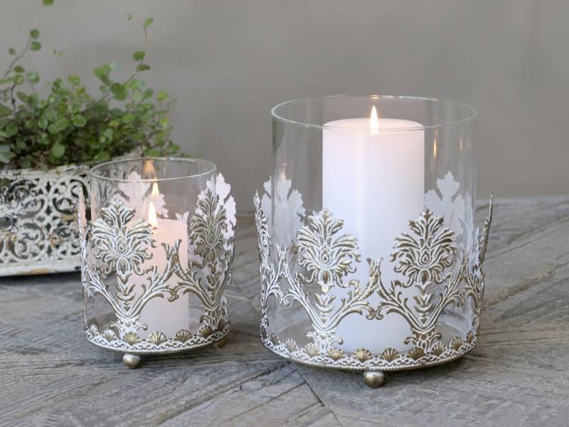 Lyslykt dekor H17,5 / Ø15 cm antikk messing 1 stk Høyre