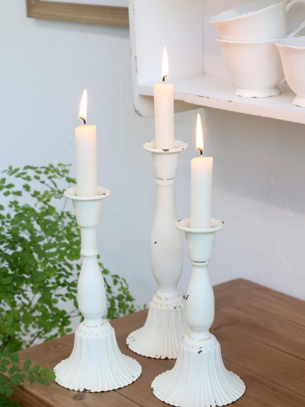 Lysestake H20,5/Ø10 cm antikk krem 1 st