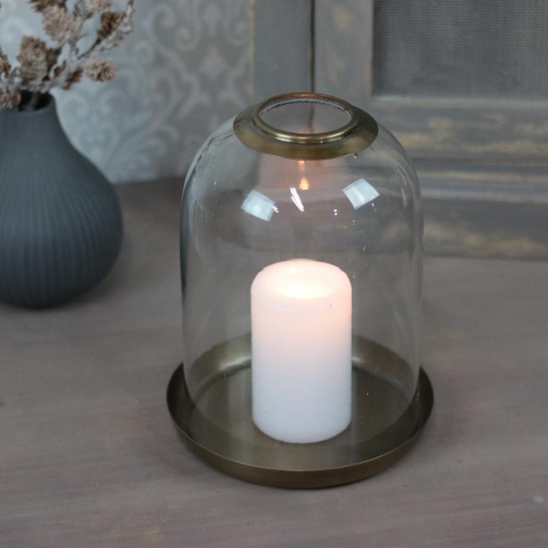 Dekorasjon Glassklokke messingfat H21 / Ø16 cm