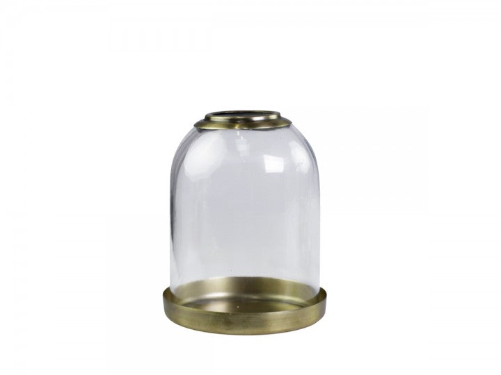 Dekorasjon Glassklokke messingfat H21 / Ø16 cm