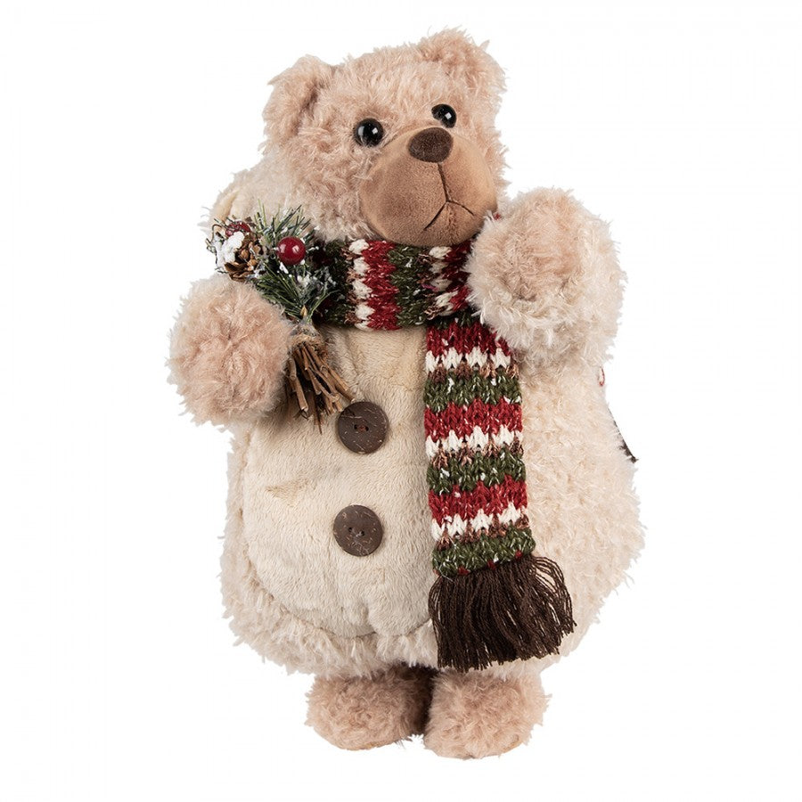 Juldekoration Inomhus Björn 38 cm Beige Brun Tyg
