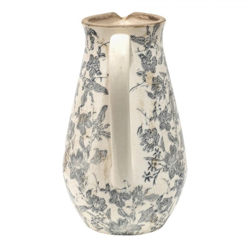 Dekorativ Kanna 24x17x30 cm Grå beige Keramik blommor