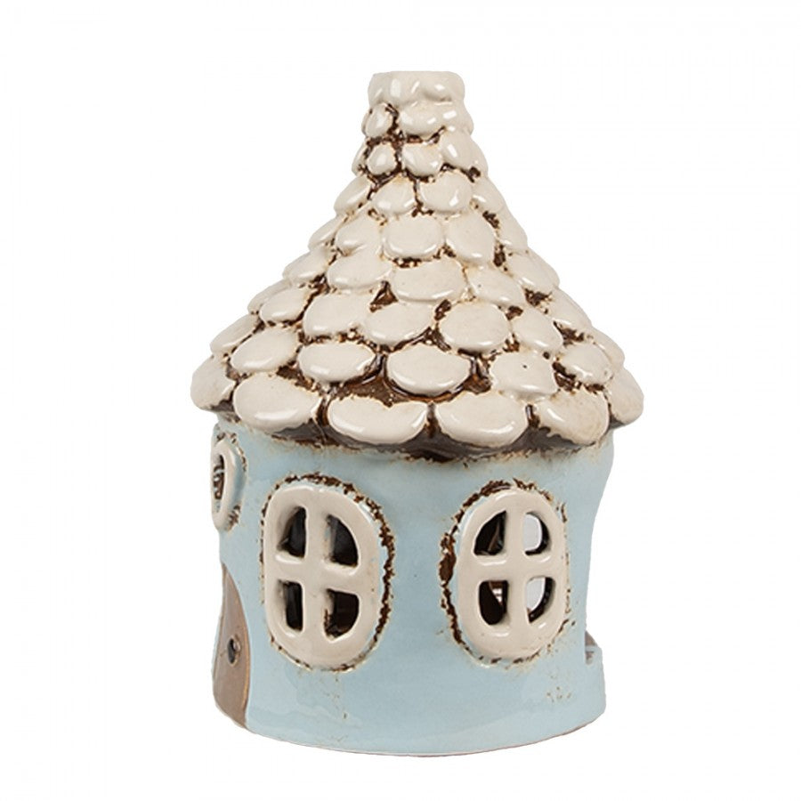 Ljusstake Värmeljushållare Hus Ø 11x15 cm Blå Keramik