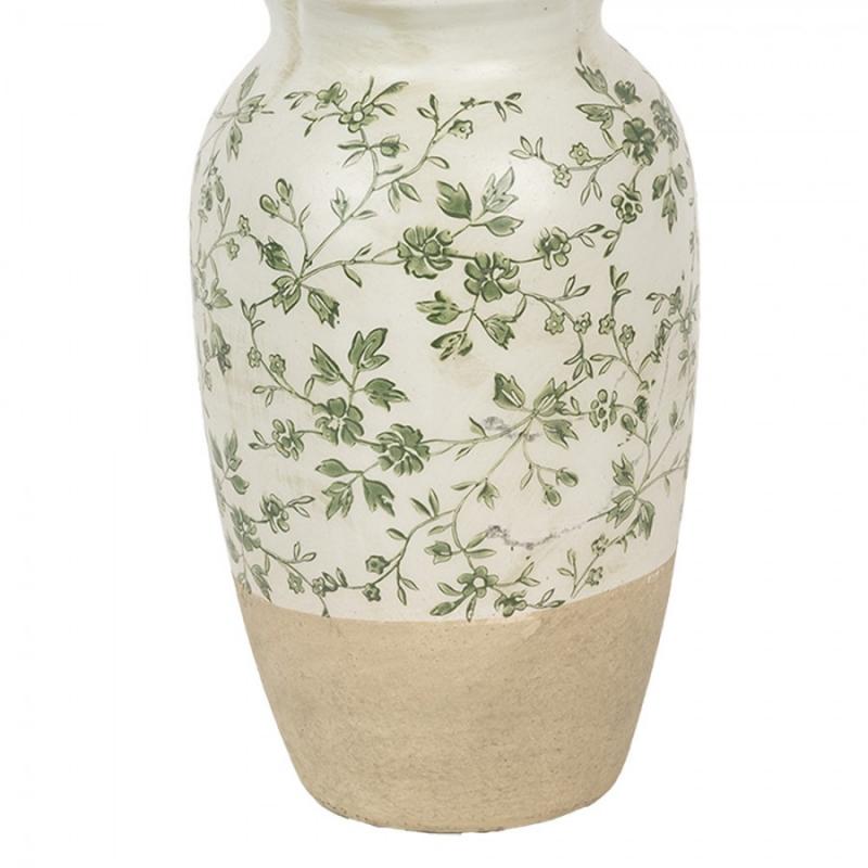Dekorativ Vas Ø 16x27 cm Beige Gröna Keramik blommor