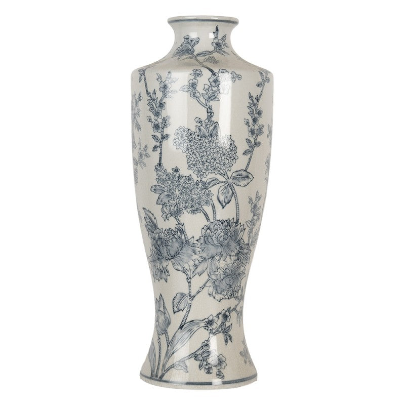 Dekorativ Vase Ø 16x42 cm Hvit Blå
