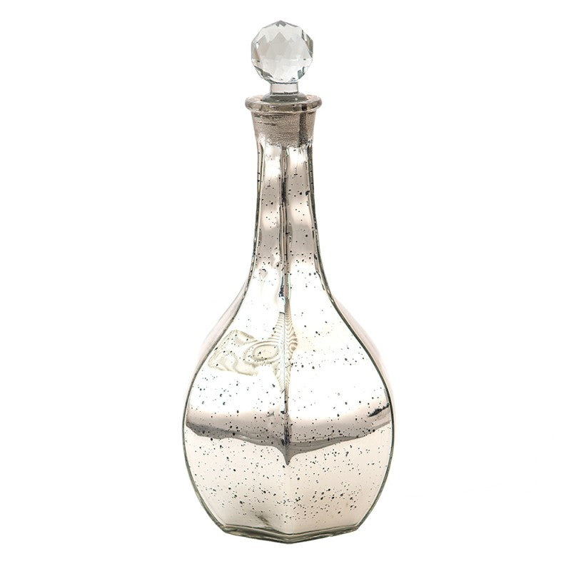 Dekorativ Flaske med glasskork Ø 13x H 26 cm Fattigmannssølv