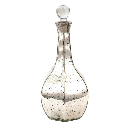 Dekorativ Flaske med glasskork Ø 13x H 26 cm Fattigmannssølv