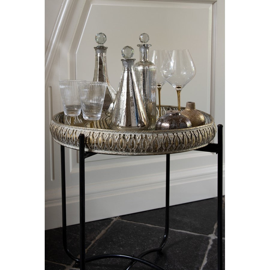 Dekorativ Flaske med glasskork Ø 13x H 26 cm Fattigmannssølv